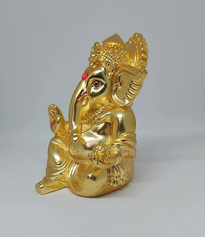Gold Art India Matte Gold Plated Gaddi Ganesha for Car Dashboard Home Decor Gifting Diwali Birthday Festivals (Matte Gold)
