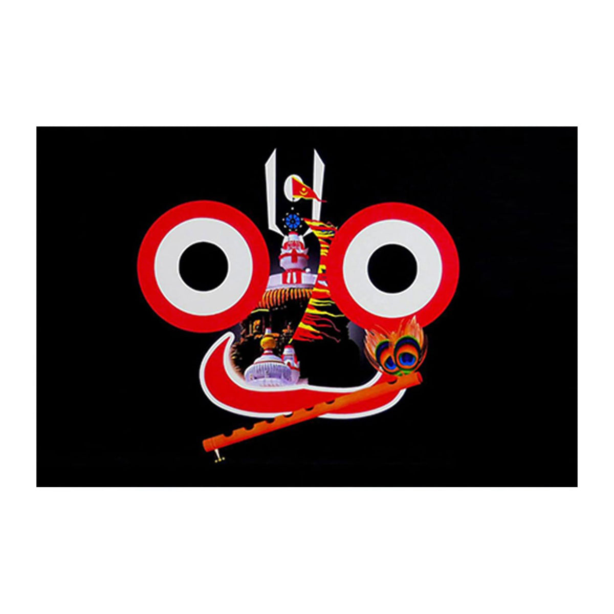 Jagannath Paintings for Living room, Jagannath Poster Big Size with Sparkle Coated Lamination - 53 (Self Adhesive) 18x24 Inch