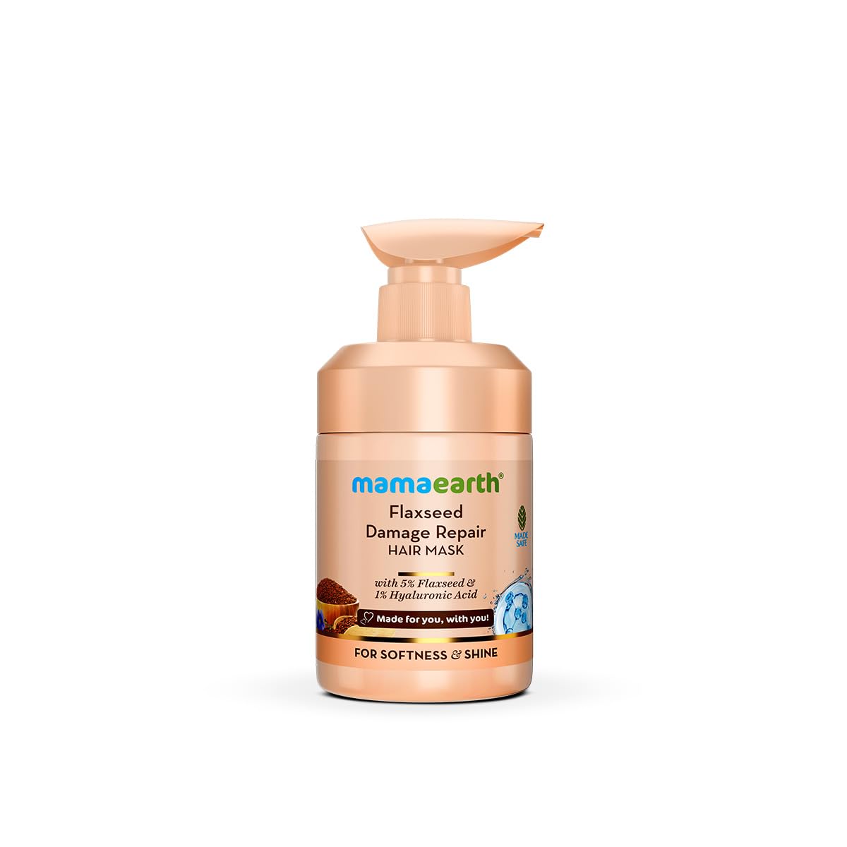 Mamaearth Flaxseed Damage Repair Hair Mask with 5% Flaxseed, 1% Hyaluronic Acid, Ceramides for Soft, Smooth, Shiny Hair - 300 ml | 100% Damage Repair | For Dry & Frizzy Hair | Sulphate & Paraben Free