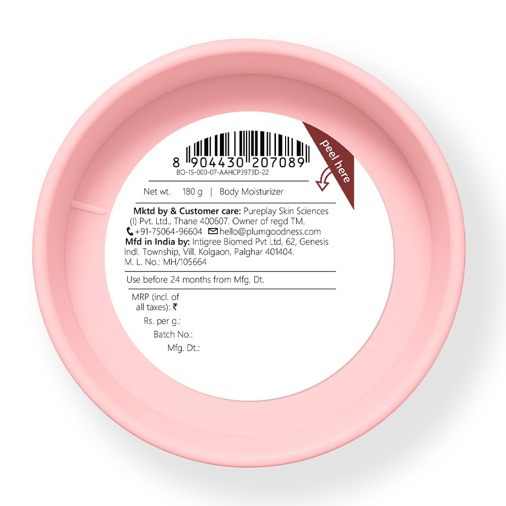 Plum BodyLovin' Marshmallow Melt Body Butter | Shea Butter & Brazil Nut Oil for Deep Moisturization | Non-Greasy & Lightweight | Buttery Soft, Smooth & Moisturised Skin | For Dry To Very Dry Skin | Cozy Cocoa Fragrance | 180gm