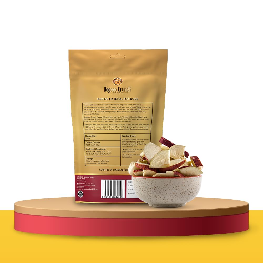 Dogsee Crunch Apple from Freeze-Dried Apples, Single-Ingredient Training Treat for Dogs (10g)
