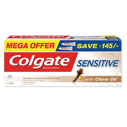 Colgate Gentle Enamel Ultra Soft Bristles Manual Toothbrush For Adults, 4 Pcs & Sensitive Toothpaste With Clove Oil, For Sensitivity Relief, 160G, Assorted