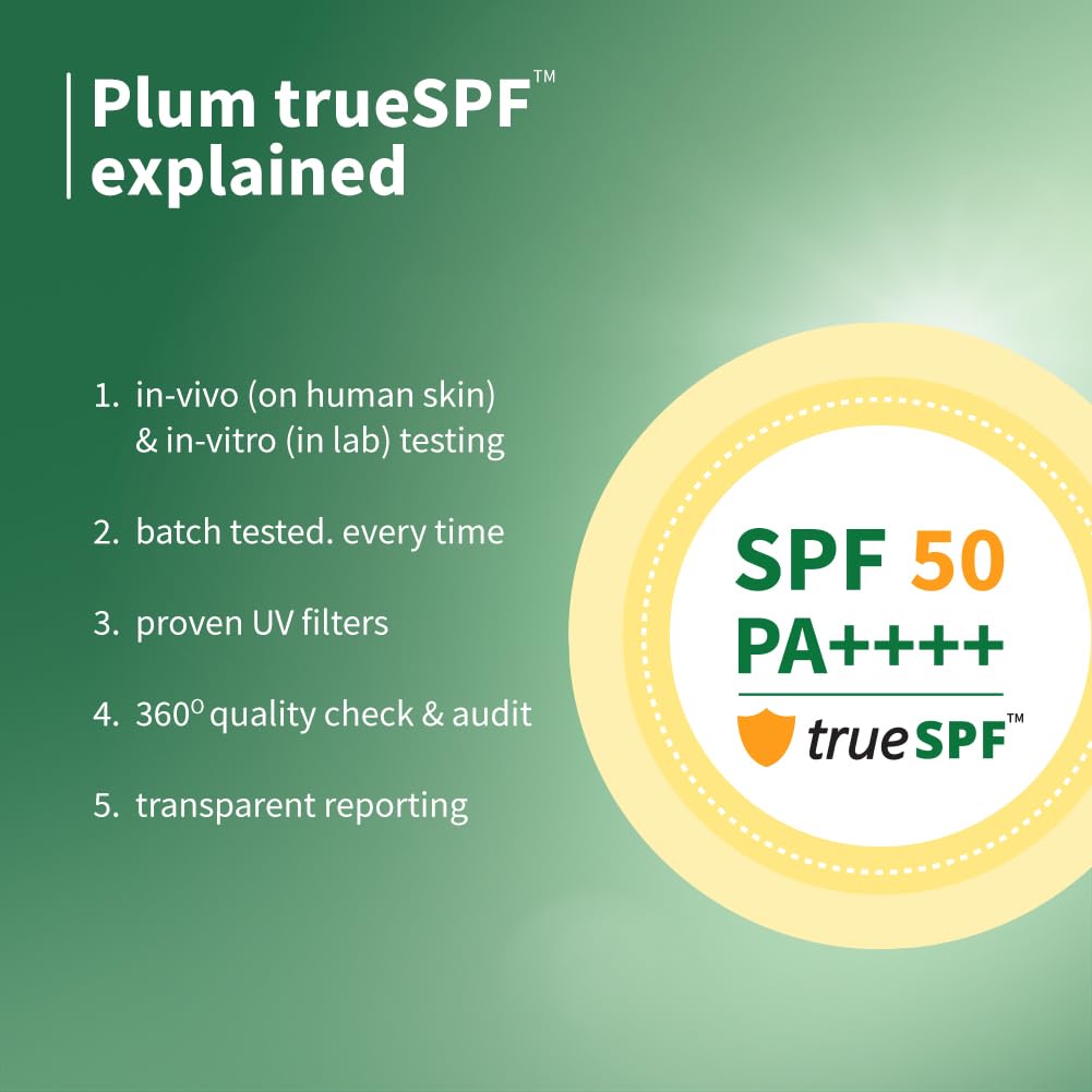 Plum Green Tea & Zinc Super-Matte Gel Sunscreen SPF 50 PA ++++ | 50g | Formulated for Oily, Combination and Acne Prone Skin | Protects & Controls Oil | Lightweight, No White Cast & Non-Sticky | Vegan |
