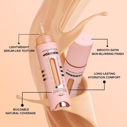 Daily Life Forever52 Dewdrop Serum Hydrating Foundation with Hyaluronic Acid & Kiwi Extract | Lightweight Serum Texture | Satin Finish | 12H Wear (Fair Light-01, 15ml)