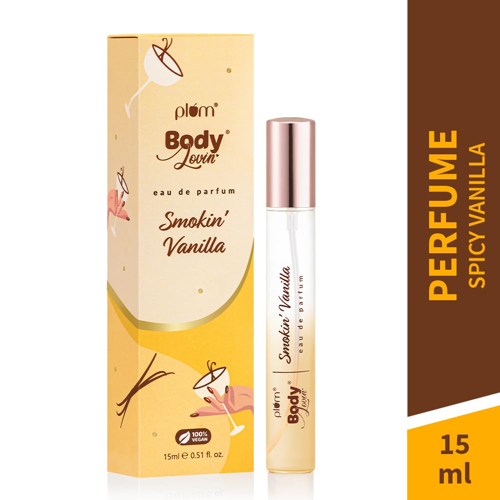 Plum BodyLovin | Smokin' Vanilla Eau De Parfum | Warm Long Lasting Vanilla Fragrance | Perfume Body Spray for Women | Vegan & Paraben Free | Travel Friendly | Sweet Scent | 15ml