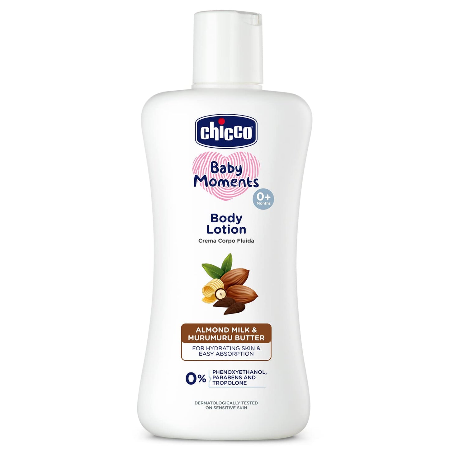 Chicco Baby Moments Body Lotion 200ml | Almond Milk & Murumuru Butter | Quick Absorb Formula with Natural Ingredients for Ultra Soft Skin | Dermatologically Tested | Parabens & Phenoxyethanol Free
