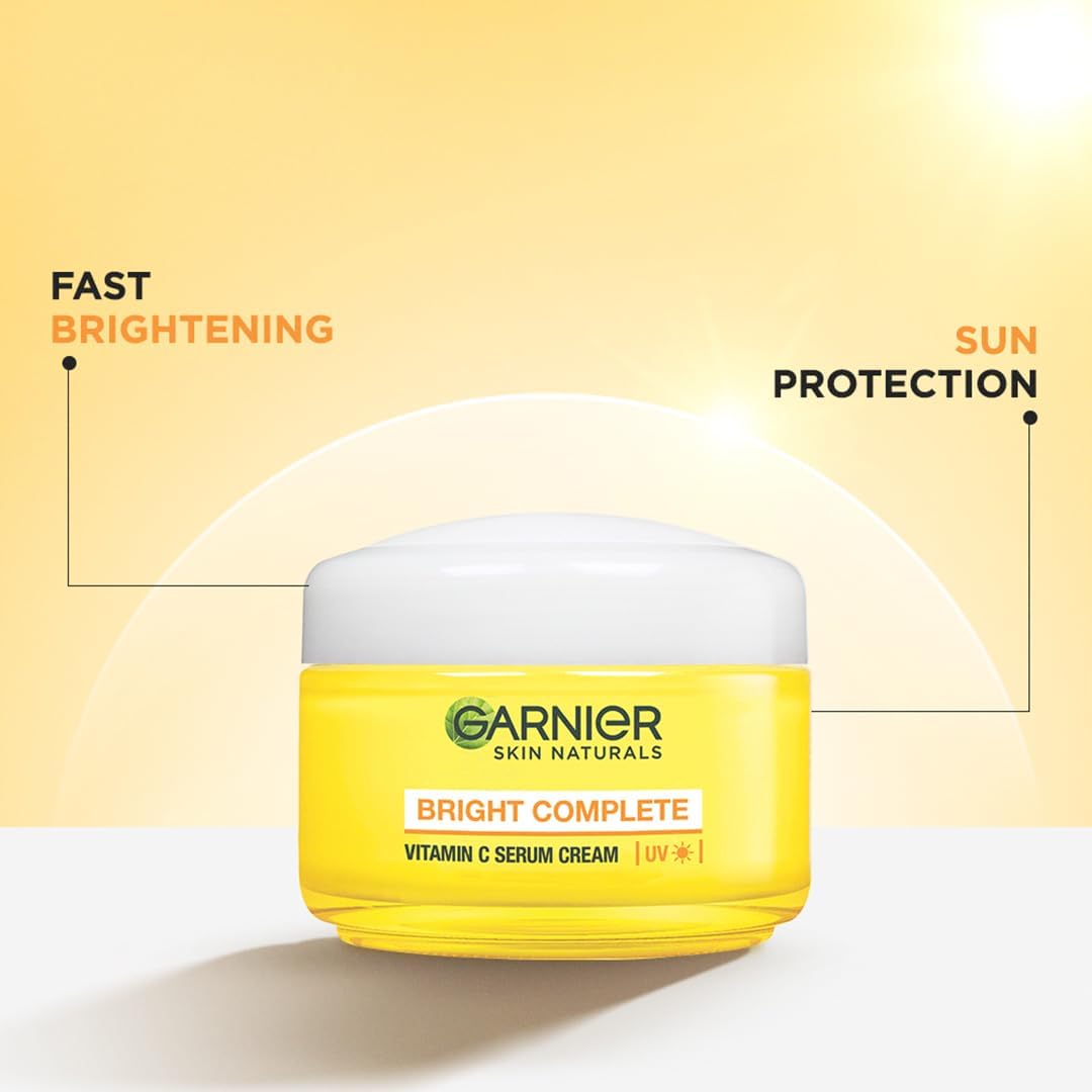 Garnier Skin Naturals, Face Serum, Brightening and Anti-Dark Spots, Bright Complete Vitamin C Booster, 50 ml & Garnier Skin Naturals, Day Cream, Bright Complete, 45 g
