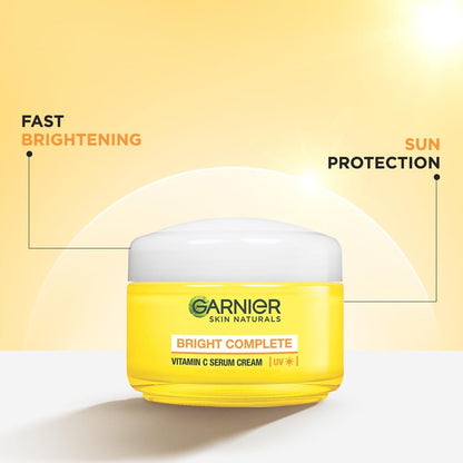 Garnier Skin Naturals, Face Serum, Brightening and Anti-Dark Spots, Bright Complete Vitamin C Booster, 50 ml & Garnier Skin Naturals, Day Cream, Bright Complete, 45 g