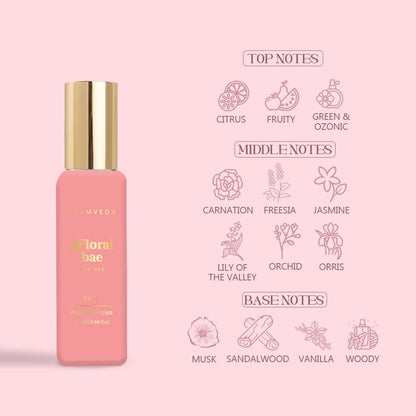 Glamveda Floral Bae Luxury Pure Perfume for Woman 20ml | Long-Lasting Fragrance | with Lily of the valley, Orchid, Vanilla | Floral & Fruity Premium | Perfume for Women