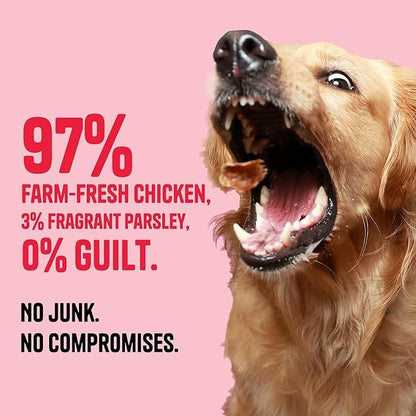 Muttley Crew Chicken & Parsley Dog Jerky with Real Lean Chicken Meat | Healthy Adult Dog Treats for Easy Digestion | All Natural, Grain-Free, Gluten-Free (50 Gram)