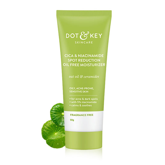 Zephivo DOT & KEY Cica + Niacinamide Oil Free Moisturizer For Acne Prone Skin Oil Free & Lightweight Fades Dark Spots & Blemishes, Soothes Redness Acne Cream For Oily Acne Prone & Sensitive Skin 50Gm

