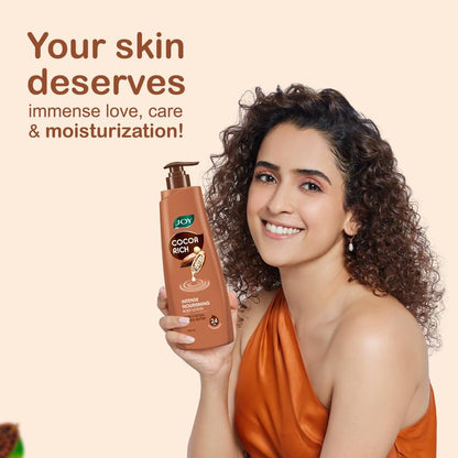 Joy Cocoa Rich Intense Nourishing Winter Body Lotion (600ml) | 24 Hour Nourishment | With Shea Butter & Cocoa Butter | Suitable for Normal to Dry Skin | Non Sticky & Non Greasy Lightweight