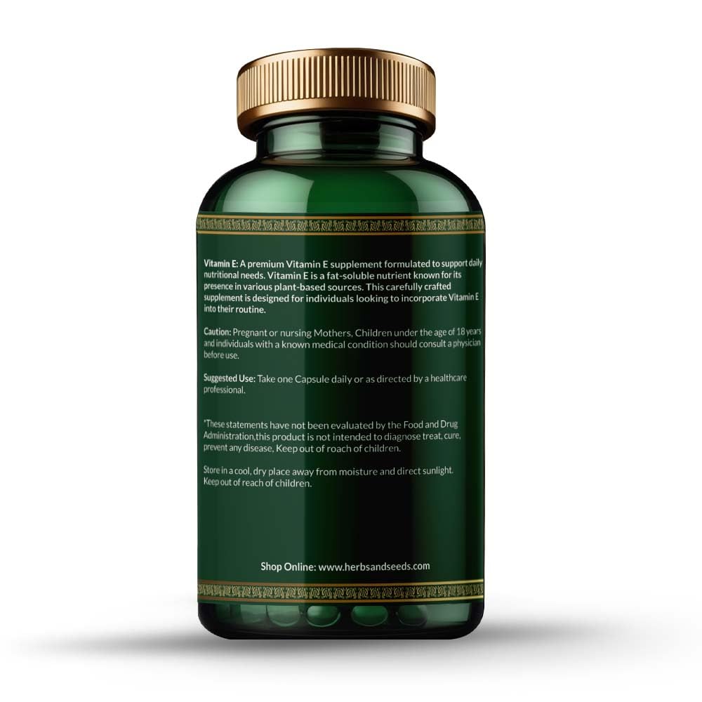 Green supplement bottle with gold cap on a white background