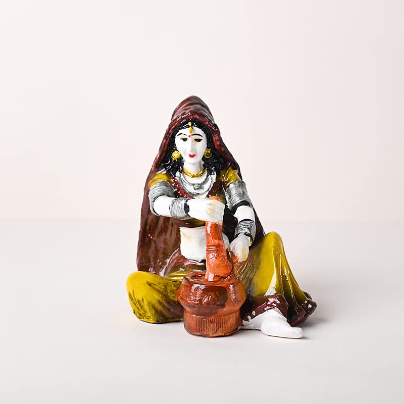 Decorative Rajasthani Village Couple Showpiece Figurine Idol Set for Living Room, Bedroom, Table Desk, Office/Home Decoration