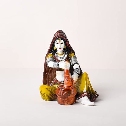 Decorative Rajasthani Village Couple Showpiece Figurine Idol Set for Living Room, Bedroom, Table Desk, Office/Home Decoration