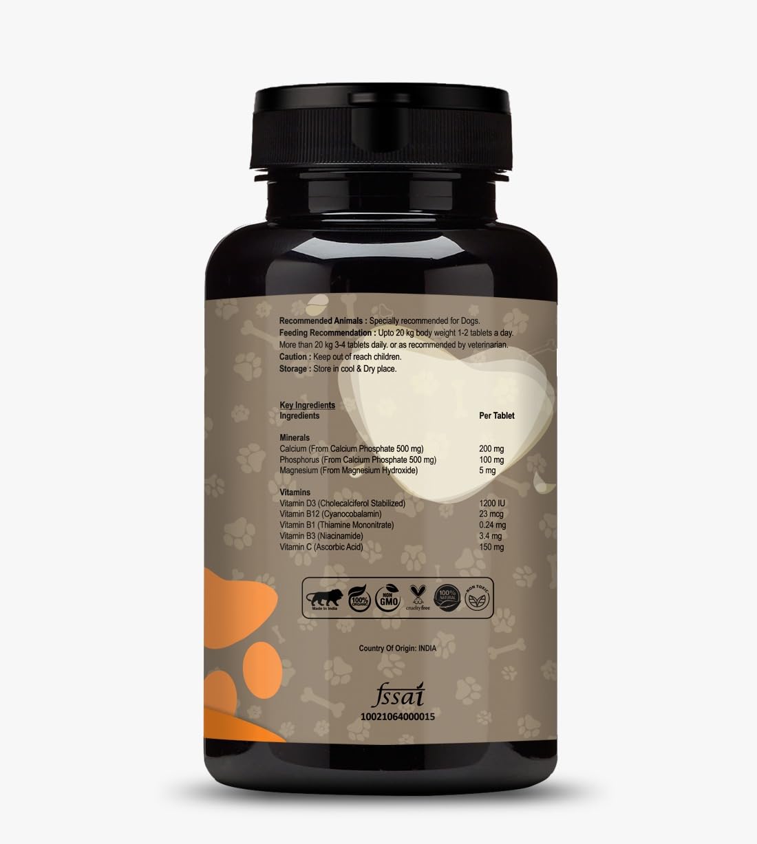 Supplement bottle with label on a white background