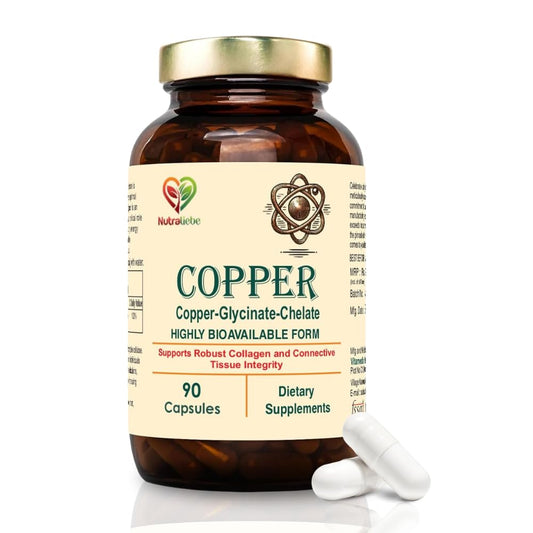 Nutraliebe Copper Glycinate Chelate - High Bioavailability, Supports Collagen Formation and Connective Tissue Health, 90 Capsules