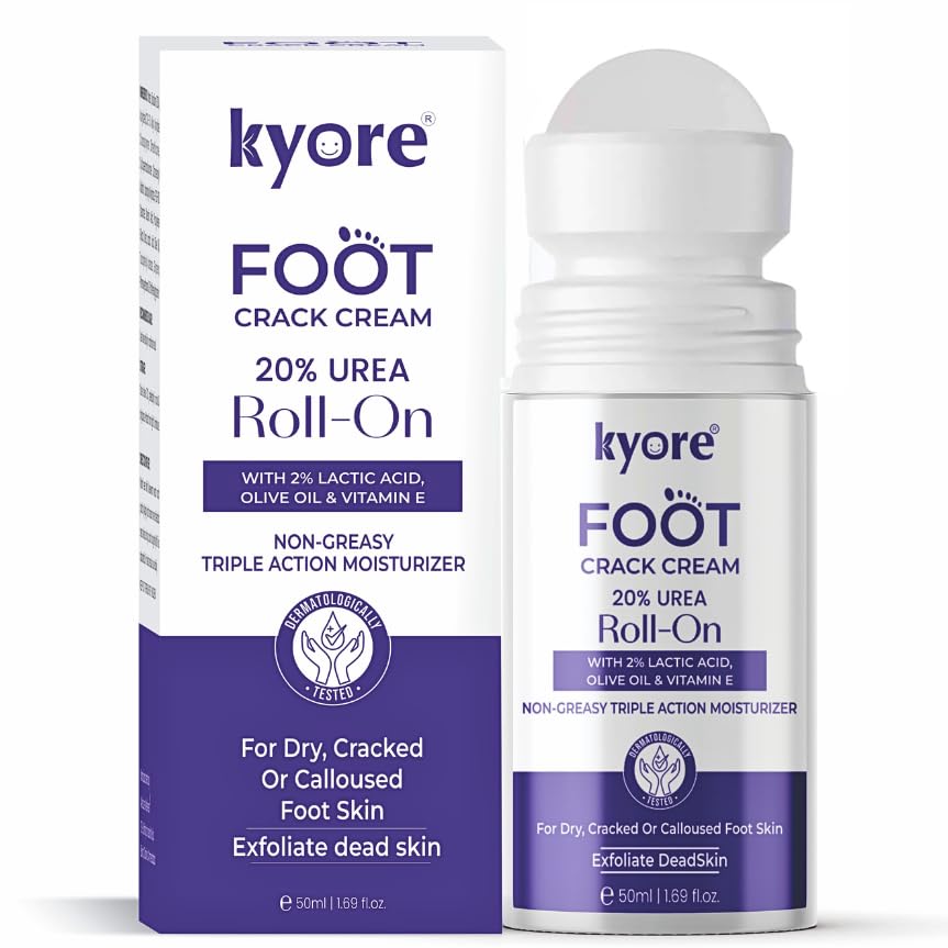 Kyore Foot Crack Cream roll-on and packaging on a white background