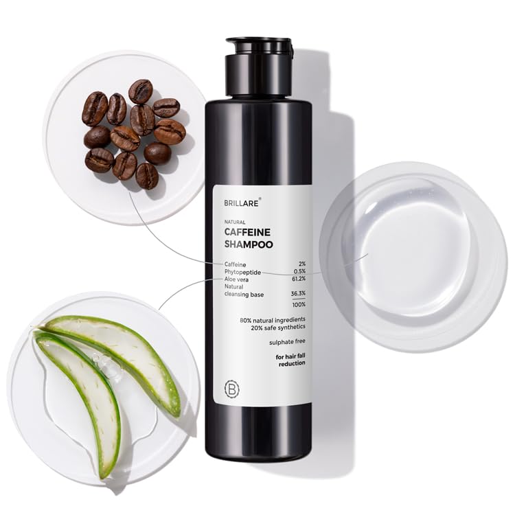 Brillare Caffeine Anti Hair Fall Shampoo | Boost Hair Growth with Caffeine & Peptides for Men & Women