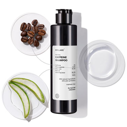 Brillare Caffeine Anti Hair Fall Shampoo | Boost Hair Growth with Caffeine & Peptides for Men & Women