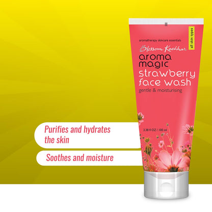 Aroma Magic Moisturizing Strawberry Face Wash | with Aloe Vera Extract & Ylang Ylang Essential Oil | All Skin - 100 ml | For men & women | Pack of 1