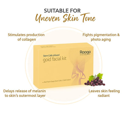Raaga Professional Stem Cells Infused Facial Kit, Gold, 61 g