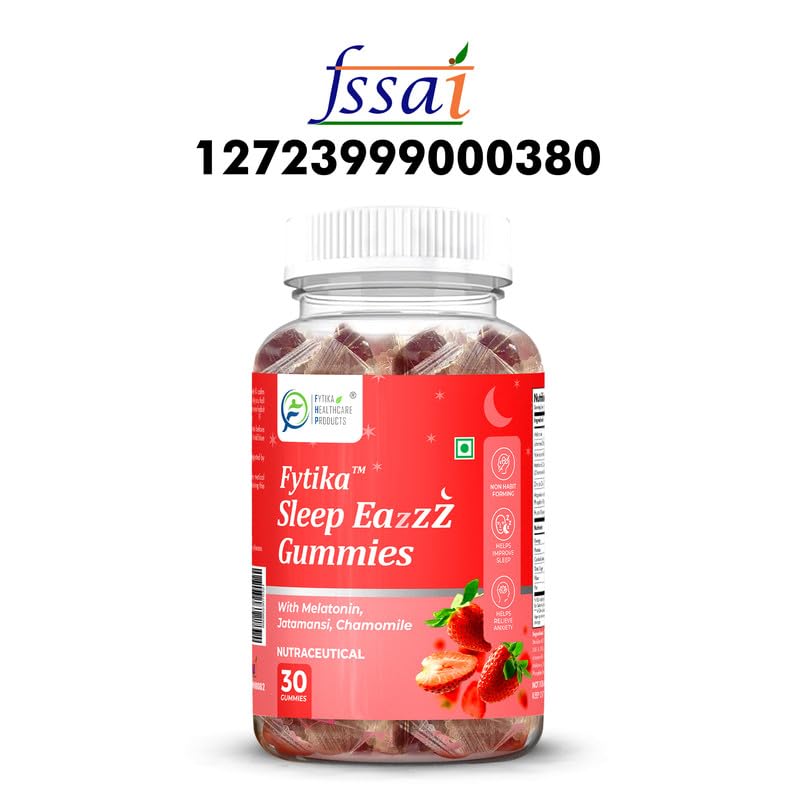 Fytika Sleep Eazz Gummies bottle with red label on a white background