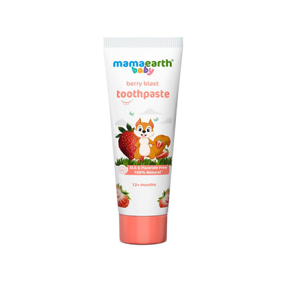 Mamaearth 100% Natural Berry Blast Kids Plaque Removal Toothpaste 50 Gm, Fluoride Free, SLS Free, No Artificial Flavours, Best for baby