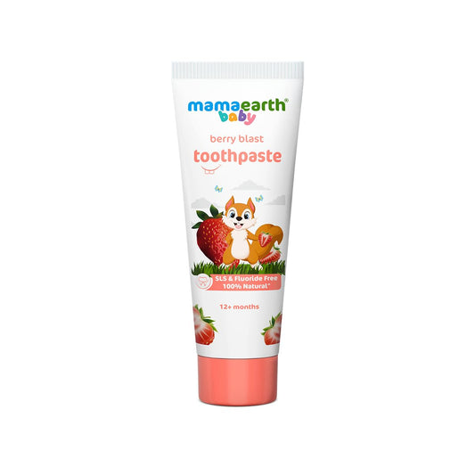Mamaearth 100% Natural Berry Blast Kids Plaque Removal Toothpaste 50 Gm, Fluoride Free, SLS Free, No Artificial Flavours, Best for baby