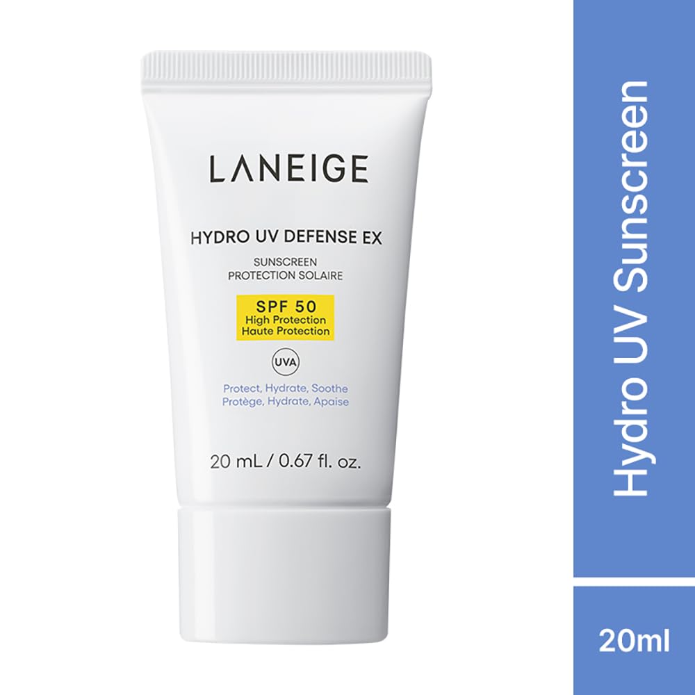 Laneige Hydro UV Defense EX sunscreen tube on a white background