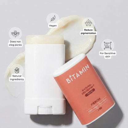 Bitamin Natural Deodorant Underarm Roll On Cream For Kids & Teens | Kids Deodorant Roll On for Girls & Boys With 3% Vitamin C & E | No Aluminium, No Alcohol, No Parabens & No Triclosan | 8 Hour Odour Control, Ages 10-18 | Peach 15 g Each