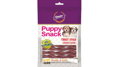 Gnawlers Puppy Snack Twist Stick Chicken Flavored Dog Treats - 400g (Pack of 1) By Sniff N Licks