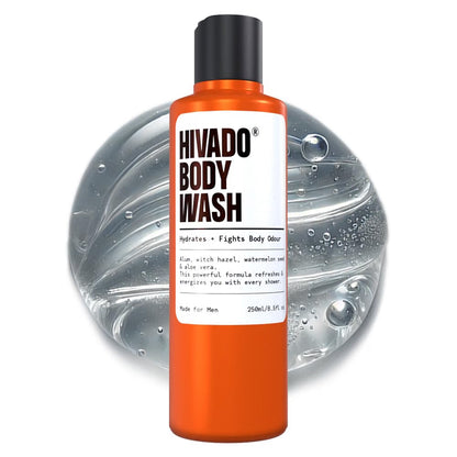 HIVADO Men’s Body Wash - 250ml | Deep Cleansing Shower Gel with Aloe Vera & Alum | De-Tan Formula | Odour Control & Sweat Protection | Sulfate-Free | Fresh Long-Lasting Fragrance