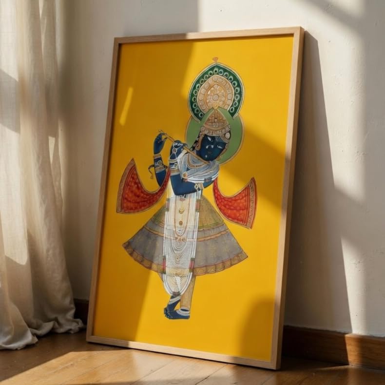 Lord Shree Nath ji Wall Painting with Wooden Frame | Traditional Shree Nath ji Artwork HD UV Laminated MDF Wall Decor | Spiritual Hindu God Wall Art for Living Room Bedroom Temple Decor