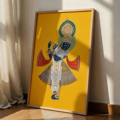 Lord Shree Nath ji Wall Painting with Wooden Frame | Traditional Shree Nath ji Artwork HD UV Laminated MDF Wall Decor | Spiritual Hindu God Wall Art for Living Room Bedroom Temple Decor