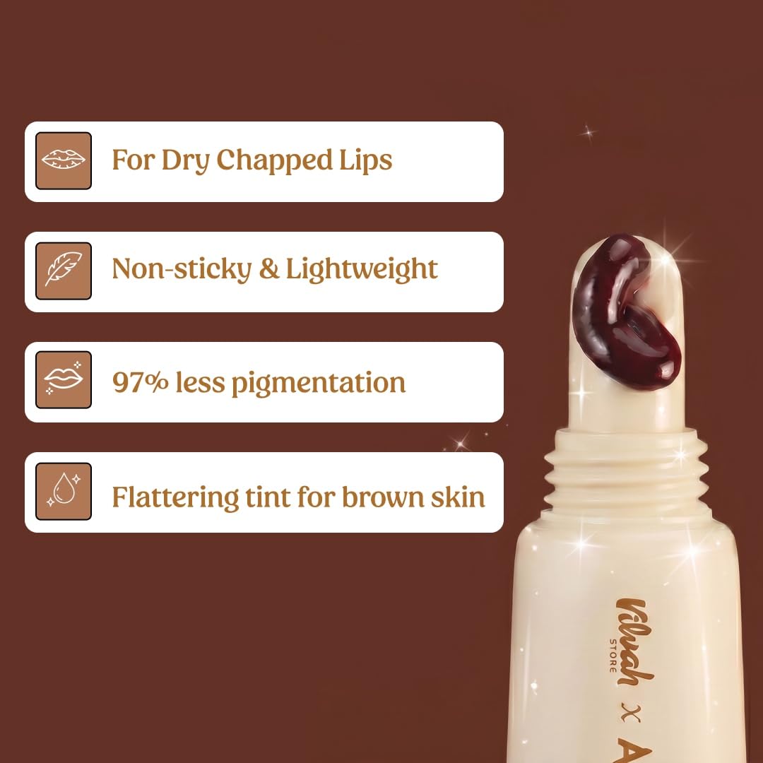 Vilvah Cream Bun Lip Balm | Hydrating & Nourishing Lip Balm for Dry, Chapped Lips | Soft Brown Tint with Mowrah Butter, Maple Syrup & Olive Squalane | Heals, Moisturizes & Evens Lip Pigmentation | 10 g
