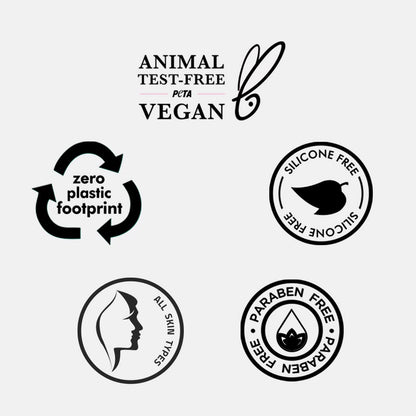 Set of black and white product certification logos on a white background
