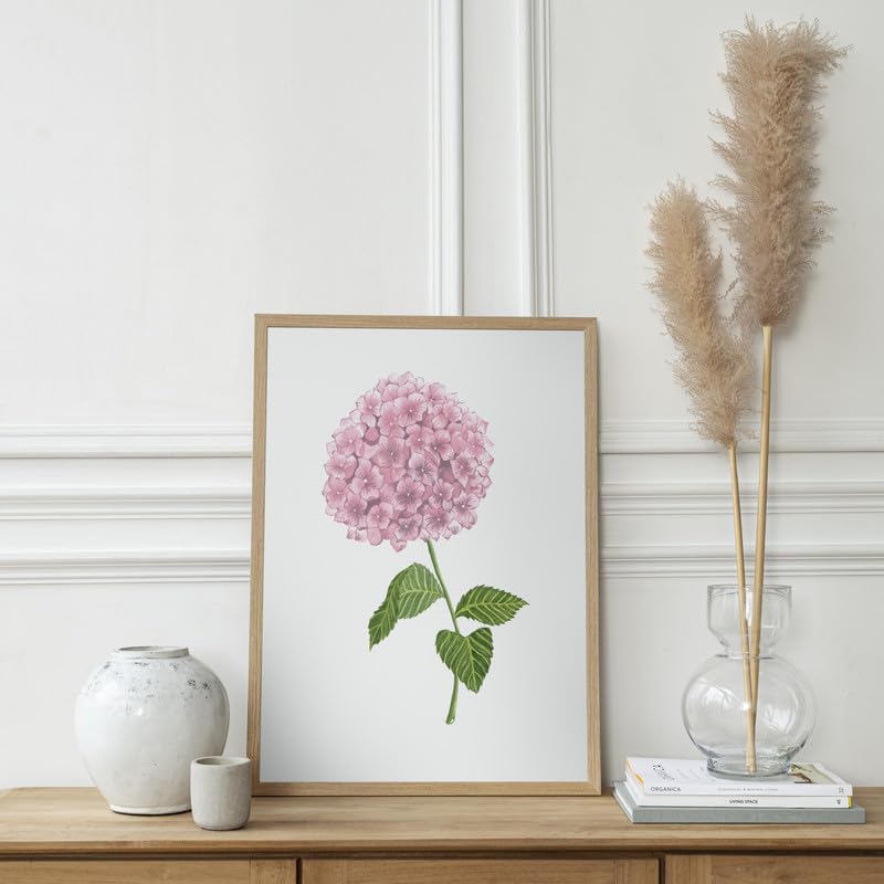 Hydrangea Floral Wall Painting| Modern Art Painting For Living Room Bed Room And Office | 11 X 14 Inches (Natural Frame)