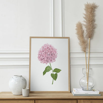 Hydrangea Floral Wall Painting| Modern Art Painting For Living Room Bed Room And Office | 11 X 14 Inches (Natural Frame)