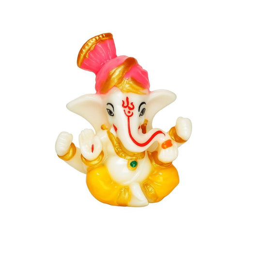 Ganesh Idol for Car Dashboard | Ganapati Statue for Home Decor, Office Desk & Temple | Polyresin Ganesha Murti Showpiece | Ideal for Diwali Gifts & Pooja