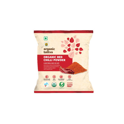 Organic Tattva, Organic Dried Red Chilli Powder, 100 Gram | Quality Mirchi Powder, Naturally Processed, from Farm Picked Fresh Red Chilli Pepper