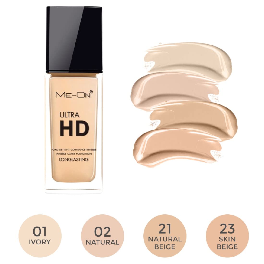 ME-ON Ultra Hd Cream Full Coverage Foundation For Normal Skin Type (Shade 02 - Natural) 30Ml