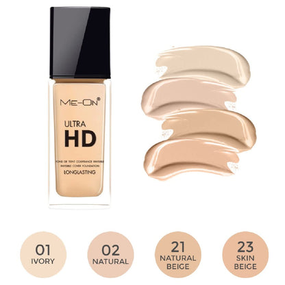 ME-ON Ultra Hd Cream Full Coverage Foundation For Normal Skin Type (Shade 02 - Natural) 30Ml