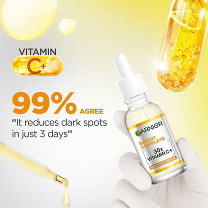 Garnier Vitamin C + Face Serum for Skin Brightening & Anti-Dark Spots|100X Stronger than Vit C |2% Niacinamide 0.5% Salicylic Acid/BHA |Suitable for Oily, Dry, Sensitive Skin |For Men & Women 30ml