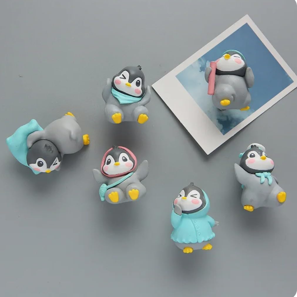 Miniature Showpiece Birthday Gift for Girls Kids, Penguin Showpiece Set of 6 for Home Decor Items, Car Dashboard Items, Table Decoration Items, Valentine Day Gift for Girlfriend
