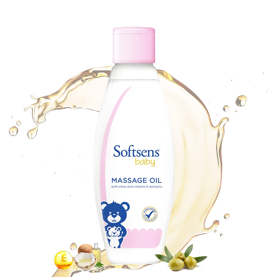 Softsens Baby Calming Massage Oil with Vitamin E, Coconut, Almond & Olive | Free from parabens and harmful chemicals 200ml
