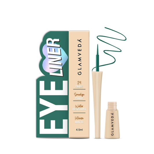Glamveda Liquid Eye Liner, Green, Long Lasting Matte Waterproof Liner - Smudge Proof, Transfer Proof Eye Makeup, Bold, Clean, Smudge-Free Look 24-Hour Long Stay 4.5 ml