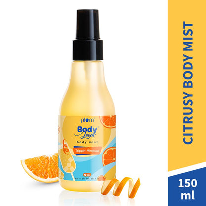 Plum BodyLovin' Trippin' Mimosas Body Mist | Long Lasting Citrus Fragrance For Women & Men With Grapefruit, Red Berries & Musk | High On Fun | Travel-Friendly Perfume Body Spray 150 ml
