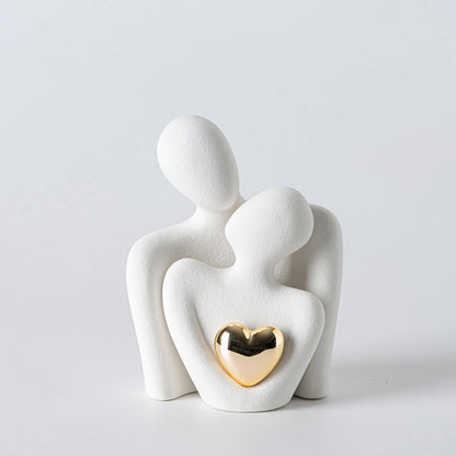 Hugging Couple Statue - Romantic Home Decor, Perfect Wedding Anniversary and Valentines Day Gift, Figurine for Home, Office, Coffee Table and Desktop (White, Romantic Couple), 8 cm, 6.5 cm