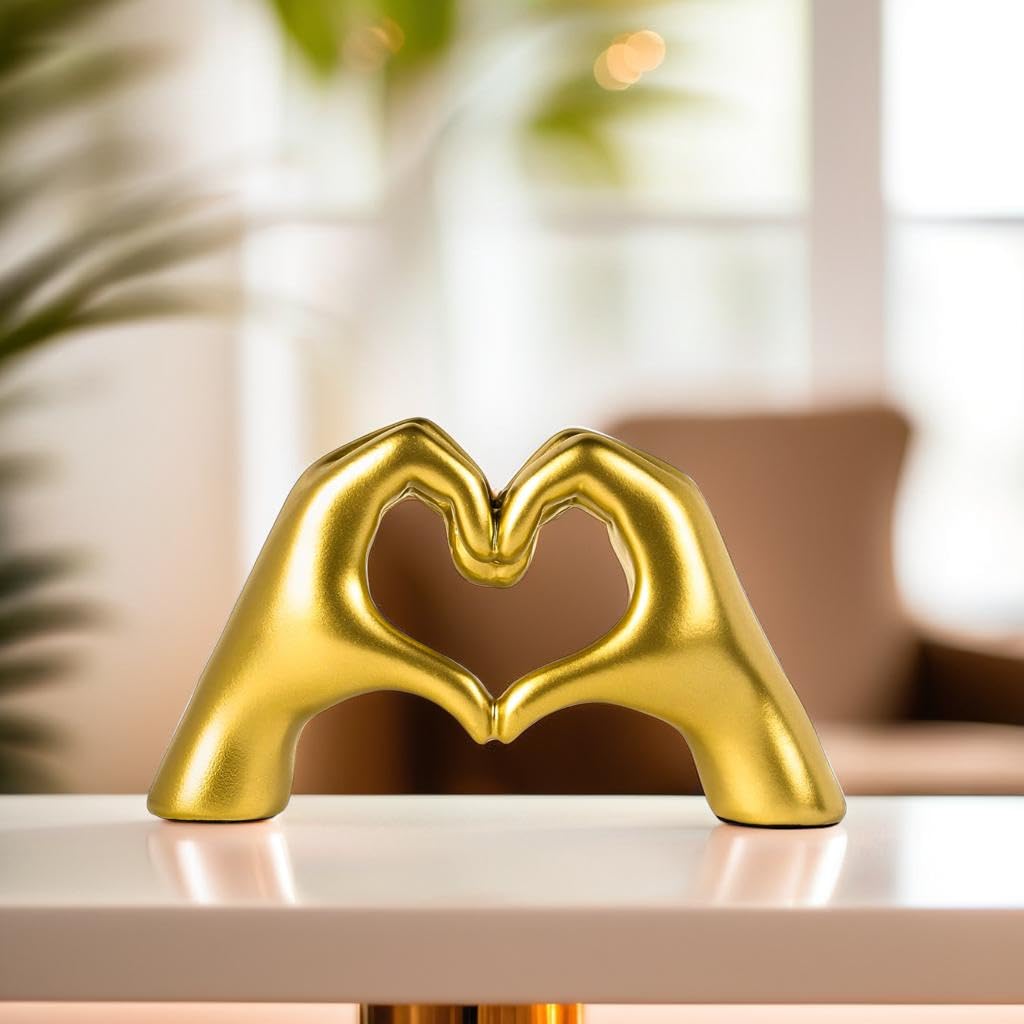 Nostrae Heart Shaped Love Hands Show Pieces for Home Decor Living Room Decorative Items | Cute Showpieces Gift Item for Decor | Modern Center Table Tv Showcase Shelf Office Interior Statue